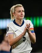 9 April 2024; Leah Williamson of England after the UEFA Women's European Championship qualifying group A match between Republic of Ireland and England at Aviva Stadium in Dublin. Photo by Ramsey Cardy/Sportsfile