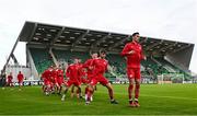 12 April 2024; Max Mata of Sligo Rovers, right, warms-up alongside teammates before the SSE Airtricity Men's Premier Division match between Shamrock Rovers and Sligo Rovers at Tallaght Stadium in Dublin. Photo by Seb Daly/Sportsfile