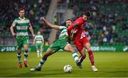 12 April 2024; Ellis Chapman of Sligo Rovers in action against Roberto Lopes of Shamrock Rovers during the SSE Airtricity Men's Premier Division match between Shamrock Rovers and Sligo Rovers at Tallaght Stadium in Dublin. Photo by Seb Daly/Sportsfile