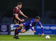 12 April 2024; Ben McCormack of Waterford in action against Karl O'Sullivan of Galway United during the SSE Airtricity Men's Premier Division match between Waterford and Galway United at Regional Sports Centre in Waterford. Photo by Michael P Ryan/Sportsfile