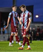 12 April 2024; Conor Kane of Drogheda United after his side conceded a second goal during the SSE Airtricity Men's Premier Division match between Drogheda United and Derry City at Weavers Park in Drogheda, Louth. Photo by Ramsey Cardy/Sportsfile