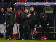 12 April 2024; Bohemians manager Alan Reynolds and his staff celebrate their second goal during the SSE Airtricity Men's Premier Division match between Shelbourne and Bohemians at Tolka Park in Dublin. Photo by Stephen McCarthy/Sportsfile