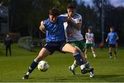 12 April 2024; Harry Curtis of UCD in action against Cian Bargary of Cork City during the SSE Airtricity Men's First Division match between UCD and Cork City at UCD Bowl in Belfield, Dublin. Photo by Shauna Clinton/Sportsfile