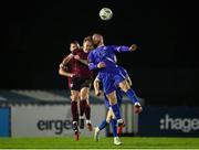 12 April 2024; Ryan Burke of Waterford in action against Conor McCormack of Galway United during the SSE Airtricity Men's Premier Division match between Waterford and Galway United at Regional Sports Centre in Waterford. Photo by Michael P Ryan/Sportsfile