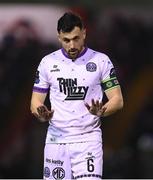 12 April 2024; Jordan Flores of Bohemians during the SSE Airtricity Men's Premier Division match between Shelbourne and Bohemians at Tolka Park in Dublin. Photo by Stephen McCarthy/Sportsfile