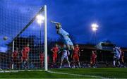 12 April 2024; Shelbourne goalkeeper Conor Kearns concedes his side's second goal during the SSE Airtricity Men's Premier Division match between Shelbourne and Bohemians at Tolka Park in Dublin. Photo by Stephen McCarthy/Sportsfile