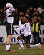 12 April 2024; Dundalk players Mayowa Animasahun, right, and Zak Bradshaw after the drawn SSE Airtricity Men's Premier Division match between Dundalk and St Patrick's Athletic at Oriel Park in Dundalk, Louth. Photo by Piaras Ó Mídheach/Sportsfile