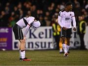 12 April 2024; Dundalk players Zak Bradshaw, left, and Mayowa Animasahun after the drawn SSE Airtricity Men's Premier Division match between Dundalk and St Patrick's Athletic at Oriel Park in Dundalk, Louth. Photo by Piaras Ó Mídheach/Sportsfile