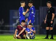 12 April 2024; Killian Brouder of Galway United with Darragh Power of Waterford during the SSE Airtricity Men's Premier Division match between Waterford and Galway United at Regional Sports Centre in Waterford. Photo by Michael P Ryan/Sportsfile