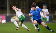 12 April 2024; Cian Murphy of Cork City in action against Niall Holohan of UCD during the SSE Airtricity Men's First Division match between UCD and Cork City at UCD Bowl in Belfield, Dublin. Photo by Shauna Clinton/Sportsfile
