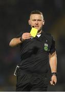 12 April 2024; Referee Paul Norton shows a second yellow card to Ryan Burke of Waterford, not pictured, during the SSE Airtricity Men's Premier Division match between Waterford and Galway United at Regional Sports Centre in Waterford. Photo by Michael P Ryan/Sportsfile