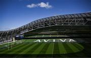 13 April 2024; A general view inside the stadium before the Investec Champions Cup quarter-final match between Leinster and La Rochelle at the Aviva Stadium in Dublin. Photo by Harry Murphy/Sportsfile