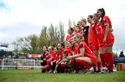 13 April 2024; Shelbourne players pose for a team photograph before the SSE Airtricity Women's Premier Division match between Shelbourne and Shamrock Rovers at Tolka Park in Dublin. Photo by Stephen McCarthy/Sportsfile
