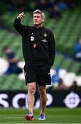 13 April 2024; La Rochelle head coach Ronan O'Gara checks the win before the Investec Champions Cup quarter-final match between Leinster and La Rochelle at the Aviva Stadium in Dublin. Photo by Harry Murphy/Sportsfile