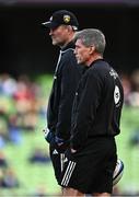 13 April 2024; La Rochelle head coach Ronan O'Gara, right, and forwards coach Donnacha Ryan before the Investec Champions Cup quarter-final match between Leinster and La Rochelle at the Aviva Stadium in Dublin. Photo by Harry Murphy/Sportsfile