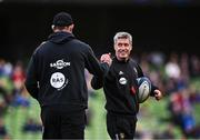 13 April 2024; La Rochelle head coach Ronan O'Gara, right, and forwards coach Donnacha Ryan before the Investec Champions Cup quarter-final match between Leinster and La Rochelle at the Aviva Stadium in Dublin. Photo by Harry Murphy/Sportsfile