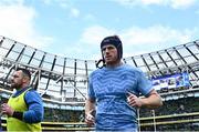 13 April 2024; Ryan Baird of Leinster before the Investec Champions Cup quarter-final match between Leinster and La Rochelle at the Aviva Stadium in Dublin. Photo by Harry Murphy/Sportsfile