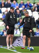 13 April 2024; La Rochelle head coach Ronan O'Gara, right, and La Rochelle forwards coach Donnacha Ryan before the Investec Champions Cup quarter-final match between Leinster and La Rochelle at the Aviva Stadium in Dublin. Photo by Sam Barnes/Sportsfile