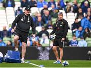 13 April 2024; La Rochelle head coach Ronan O'Gara, right, and La Rochelle forwards coach Donnacha Ryan before the Investec Champions Cup quarter-final match between Leinster and La Rochelle at the Aviva Stadium in Dublin. Photo by Sam Barnes/Sportsfile