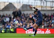 13 April 2024; Ross Byrne of Leinster kicks a penalty  during the Investec Champions Cup quarter-final match between Leinster and La Rochelle at the Aviva Stadium in Dublin. Photo by Harry Murphy/Sportsfile