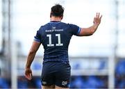 13 April 2024; James Lowe of Leinster celebrates after scoring his side's first try during the Investec Champions Cup quarter-final match between Leinster and La Rochelle at the Aviva Stadium in Dublin. Photo by Harry Murphy/Sportsfile