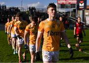 13 April 2024; Conor Hand of Antrim in the pre-match parade before the Ulster GAA Football Senior Championship quarter-final match between Down and Antrim at Páirc Esler in Newry, Down. Photo by Ben McShane/Sportsfile