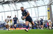 13 April 2024; Jamison Gibson-Park of Leinster on his way to scoring his side's second try during the Investec Champions Cup quarter-final match between Leinster and La Rochelle at the Aviva Stadium in Dublin. Photo by Harry Murphy/Sportsfile
