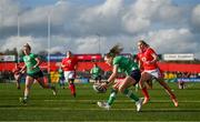 13 April 2024; Béibhinn Parsons of Ireland scores her side's fifth try during the Women's Six Nations Rugby Championship match between Ireland and Wales at Virgin Media Park in Cork. Photo by Brendan Moran/Sportsfile