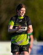 13 April 2024; Nicole Walsh of Portdara reacts after being awarded a turnover during the Leinster Rugby Girl's U18 semi-final match between Naas and Portdara at Naas RFC in Kildare. Photo by Tyler Miller/Sportsfile