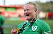 13 April 2024; Player of the match Aoife Wafer of Ireland after the Women's Six Nations Rugby Championship match between Ireland and Wales at Virgin Media Park in Cork. Photo by Brendan Moran/Sportsfile