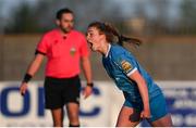 13 April 2024; Ellen Dolan of Peamount United celebrates after scoring her side's first goal, a penalty, during the SSE Airtricity Women's Premier Division match between Athlone Town and Peamount United at Athlone Town Stadium in Westmeath. Photo by Stephen McCarthy/Sportsfile