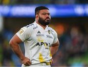 13 April 2024; Tolu Latu of La Rochelle dejected after their side's defeat in the Investec Champions Cup quarter-final match between Leinster and La Rochelle at the Aviva Stadium in Dublin. Photo by Sam Barnes/Sportsfile