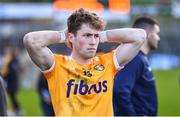 13 April 2024; Ryan McQuillan of Antrim reacts after the Ulster GAA Football Senior Championship quarter-final match between Down and Antrim at Páirc Esler in Newry, Down. Photo by Ben McShane/Sportsfile