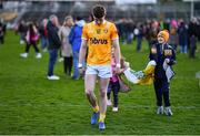 13 April 2024; Conor Hand of Antrim reacts after his side's defeat in the Ulster GAA Football Senior Championship quarter-final match between Down and Antrim at Páirc Esler in Newry, Down. Photo by Ben McShane/Sportsfile