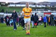 13 April 2024; Marc Jordan of Antrim reacts after his side's defeat in the Ulster GAA Football Senior Championship quarter-final match between Down and Antrim at Páirc Esler in Newry, Down. Photo by Ben McShane/Sportsfile