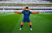 13 April 2024; Leo the Lion before the Investec Champions Cup quarter-final match between Leinster and La Rochelle at the Aviva Stadium in Dublin. Photo by Harry Murphy/Sportsfile