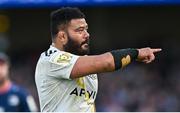 13 April 2024; Tolu Latu of La Rochelle during the Investec Champions Cup quarter-final match between Leinster and La Rochelle at the Aviva Stadium in Dublin. Photo by Ramsey Cardy/Sportsfile