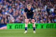 13 April 2024; Jamie Osborne of Leinster during the Investec Champions Cup quarter-final match between Leinster and La Rochelle at the Aviva Stadium in Dublin. Photo by Ramsey Cardy/Sportsfile