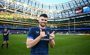 13 April 2024; Harry Byrne of Leinster after his side's victory in the Investec Champions Cup quarter-final match between Leinster and La Rochelle at the Aviva Stadium in Dublin. Photo by Harry Murphy/Sportsfile