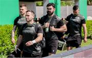 14 April 2024; Caolin Blade of Connacht and team-mates arrive before the EPCR Challenge Cup quarter-final match between Benetton and Connacht at Stadio Monigo in Treviso, Italy. Photo by Roberto Bregani/Sportsfile