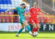 13 April 2024; Aoife Kelly of Shamrock Rovers in action against Noelle Murray of Shelbourne during the SSE Airtricity Women's Premier Division match between Shelbourne and Shamrock Rovers at Tolka Park in Dublin. Photo by Stephen McCarthy/Sportsfile