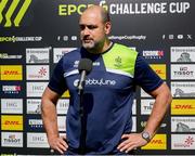 14 April 2024; Benetton head coach Pete Marco Bortolami is interviewed before the EPCR Challenge Cup quarter-final match between Benetton and Connacht at Stadio Monigo in Treviso, Italy. Photo by Roberto Bregani/Sportsfile