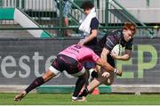 14 April 2024; Shane Jennings of Connacht in action against Rhyno Smith of Benetton during the EPCR Challenge Cup quarter-final match between Benetton and Connacht at Stadio Monigo in Treviso, Italy