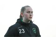 13 April 2024; Peamount United goalkeeper Niamh Richardson before the SSE Airtricity Women's Premier Division match between Athlone Town and Peamount United at Athlone Town Stadium in Westmeath. Photo by Stephen McCarthy/Sportsfile