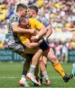 13 April 2024; Andrew Warwick of Ulster in action against Rob Simmons of Clermont during the EPCR Challenge Cup quarter-final match between Clermont Auvergne and Ulster at Stade Marcel Michelin in Clermont, France. Photo by John Dickson/Sportsfile