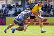 13 April 2024; James Hume of Ulster in action against Rabah Slimani of Clermont during the EPCR Challenge Cup quarter-final match between Clermont Auvergne and Ulster at Stade Marcel Michelin in Clermont, France. Photo by John Dickson/Sportsfile