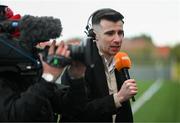 13 April 2024; TG4's Darren Ó Dubhgáin during the SSE Airtricity Women's Premier Division match between Athlone Town and Peamount United at Athlone Town Stadium in Westmeath. Photo by Stephen McCarthy/Sportsfile