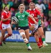 13 April 2024; Aoibheann Reilly of Ireland makes a break during the Women's Six Nations Rugby Championship match between Ireland and Wales at Virgin Media Park in Cork.  Photo by Brendan Moran/Sportsfile