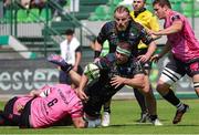 14 April 2024; Shamus Hurley-Langton of Connacht in action against Sebastian Negri of Benetton during the EPCR Challenge Cup quarter-final match between Benetton and Connacht at Stadio Monigo in Treviso, Italy. Photo by Roberto Bregani/Sportsfile