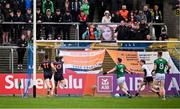 14 April 2024; Stefan Campbell of Armagh, 10, scores his side's third goal during the Ulster GAA Football Senior Championship quarter-final match between Fermanagh and Armagh at Brewster Park in Enniskillen, Fermanagh. Photo by Ramsey Cardy/Sportsfile